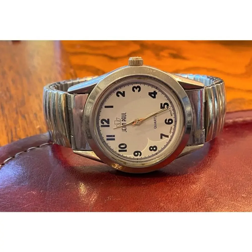 VTG Men's 36mm Silver Tone Jean Paul Watch,  Mineral Glass Crystal